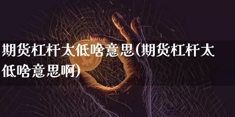 期货杠杆太低啥意思(期货杠杆太低啥意思啊)_以太坊_第1张_相聚币圈 期货杠杆太低啥意思(期货杠杆太低啥意思啊)_https://www.xjzxxn66.com_以太坊_第1张
